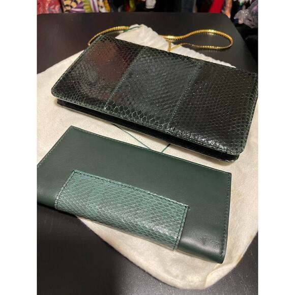Gucci Vintage Green Python Clutch and Wallet with Dustbag - Picture 4 of 7